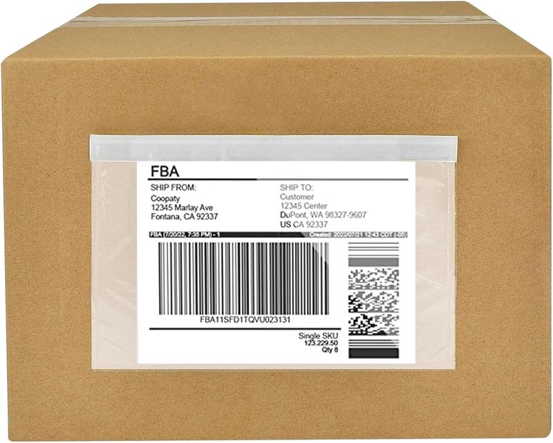 Kolibrox Pack 100 Clear Plastic Self-Adhesive Shipping Label Sleeves - Packing Slip Envelope Pouches - Durable, Waterproof, Easy Peel & Seal - Perfect for Mailing, Packing Documents & Labels | 6" x 9" - Image 1